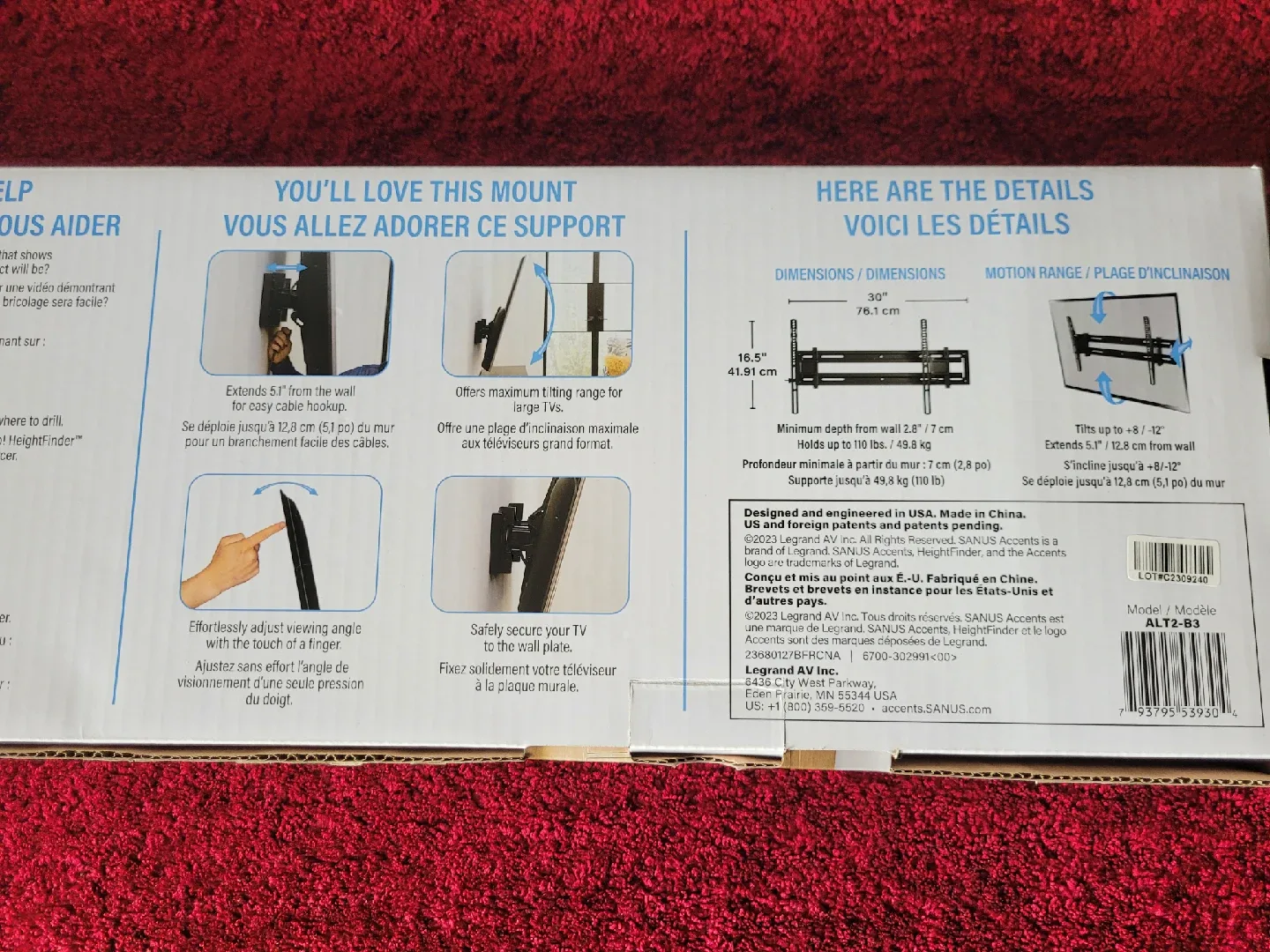 Sanus Extendable Tilt TV Wall Mount 32"-85" image indicator(2)
