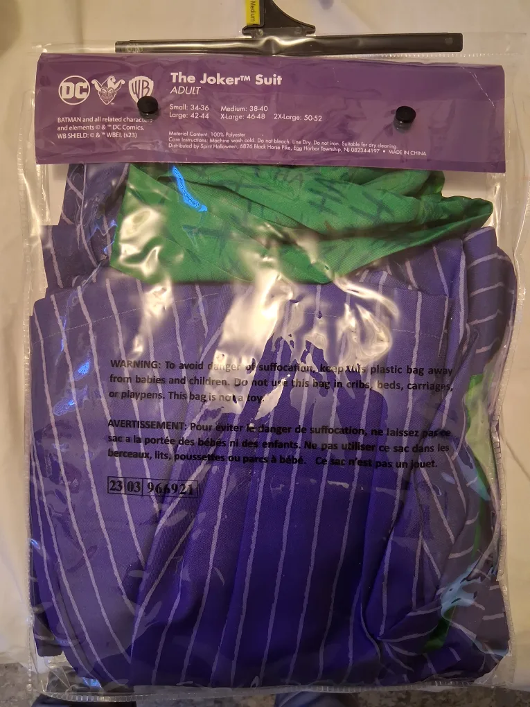 Joker Halloweer Costume Men size medium image indicator(3)