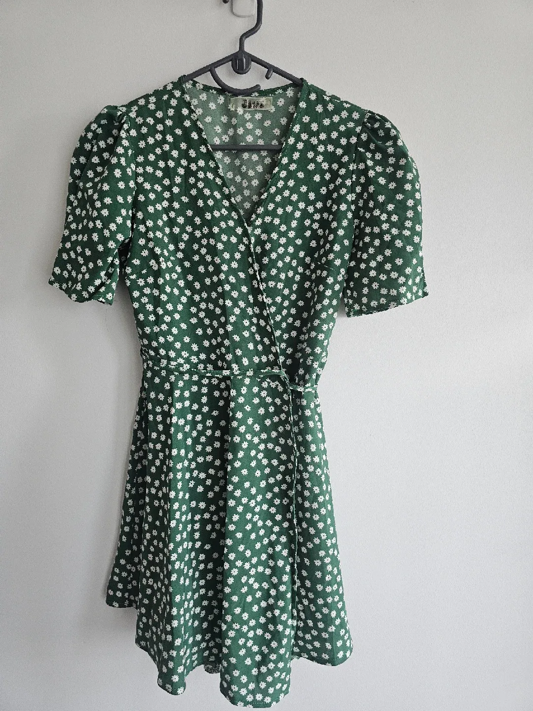 Floral Wrap Dress - Green & White image indicator(2)