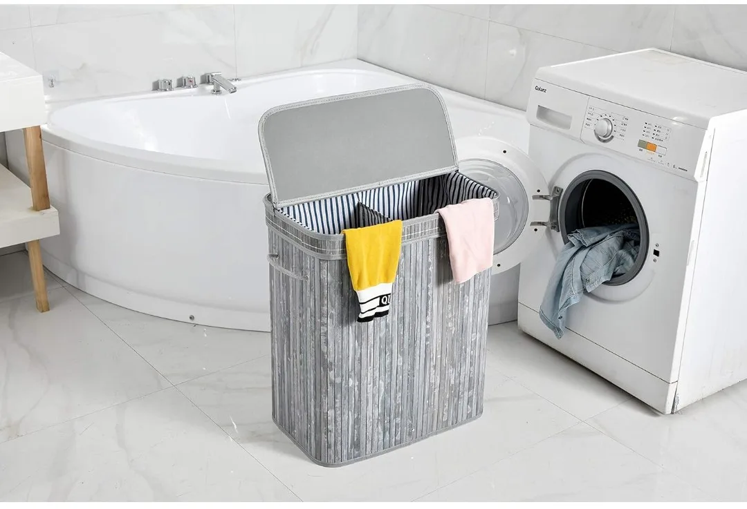 Bamboo Laundry Hamper with Lid image indicator(5)