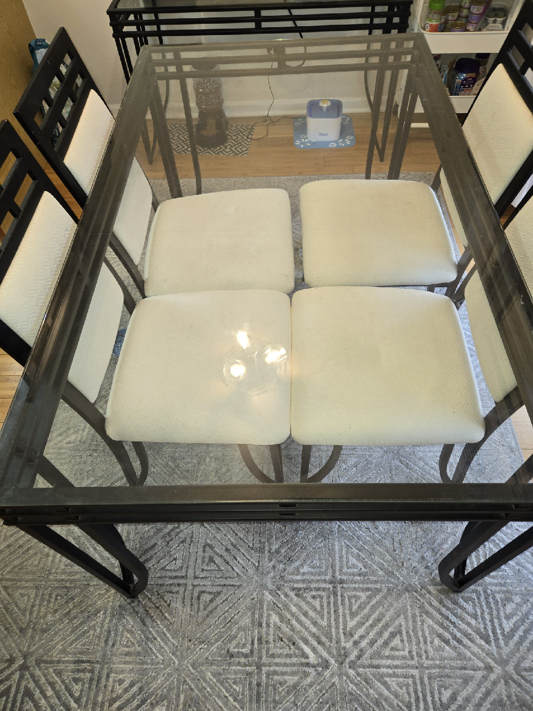 Glass Top Dining Table with Metal Frame - photo 2
