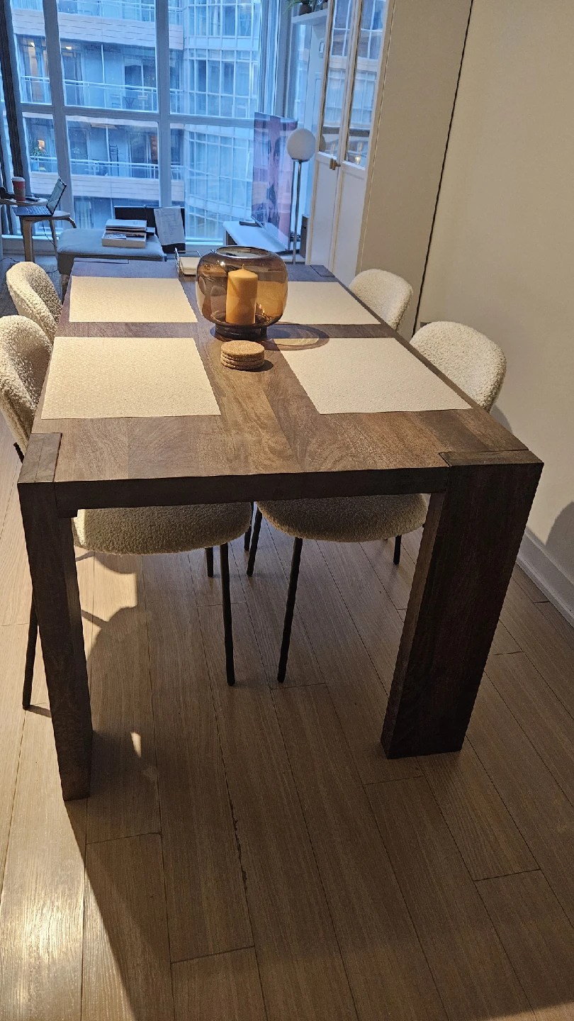CB2 Blox 63" Rectangular Dining Table with 4 chairs
