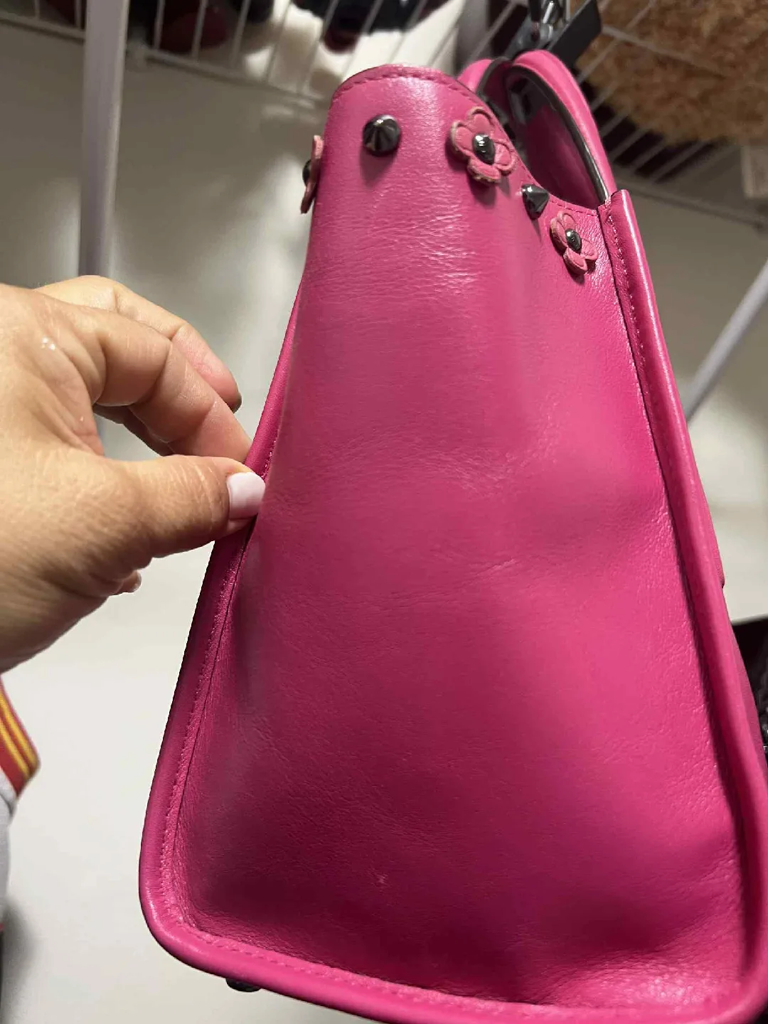 Coach Pink Leather Satchel Bag image indicator(3)