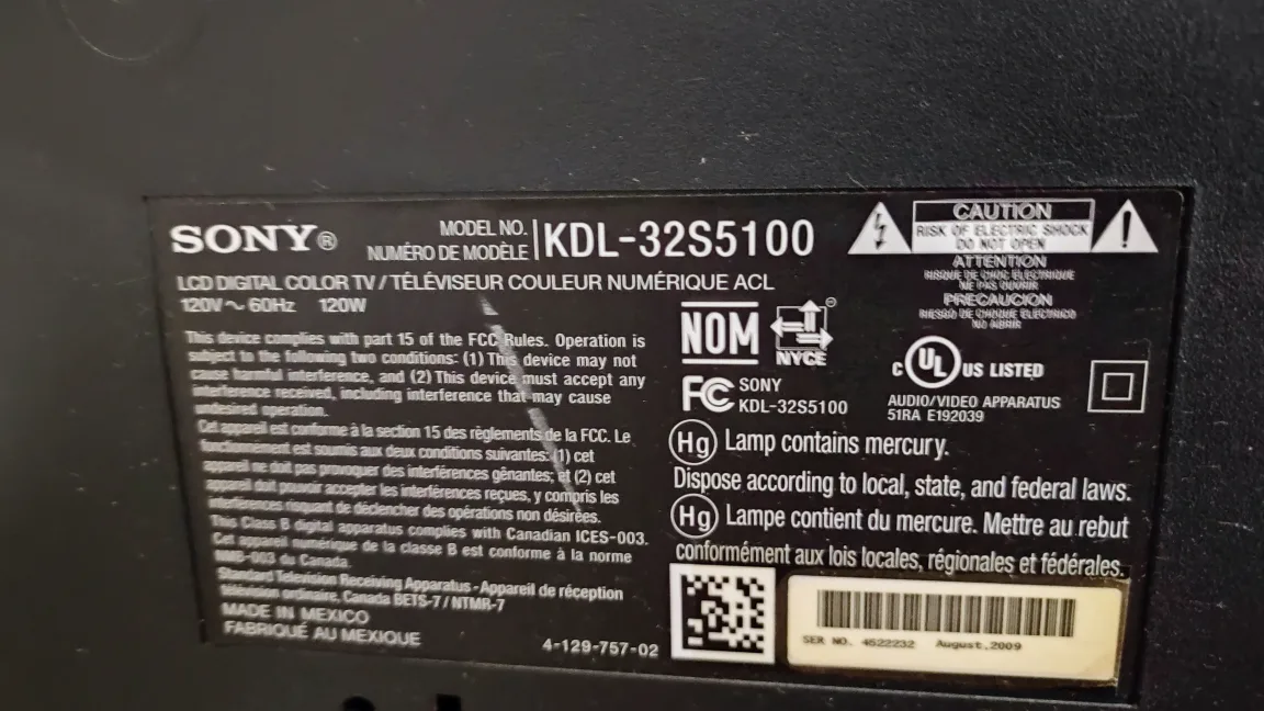 Sony Bravia KDL-32S5100 32" LCD TV image indicator(5)