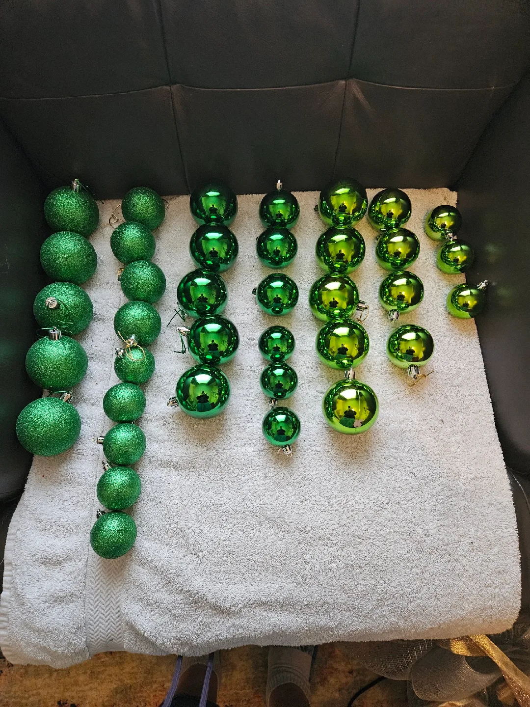 Green Christmas Ornaments - Set of Various Sizes