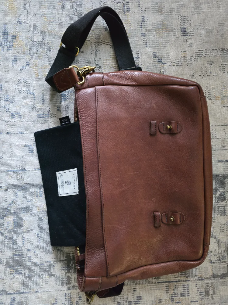 Frank & Oak Brown Leather Messenger Bag image indicator(2)
