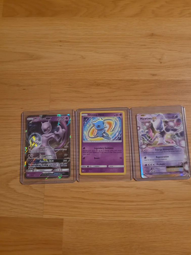 Pokemon Cards - Mewtwo GX, Shining Mew, Mewtwo EX thumbnail