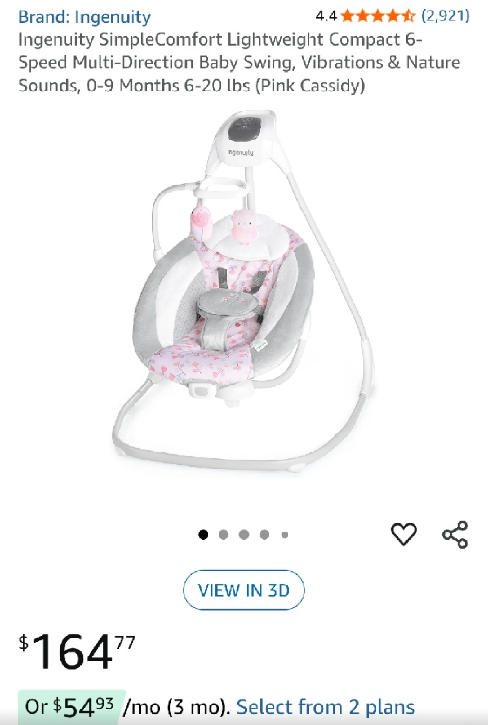 Ingenuity SimpleComfort Compact 6-Speed Baby Swing - photo 3