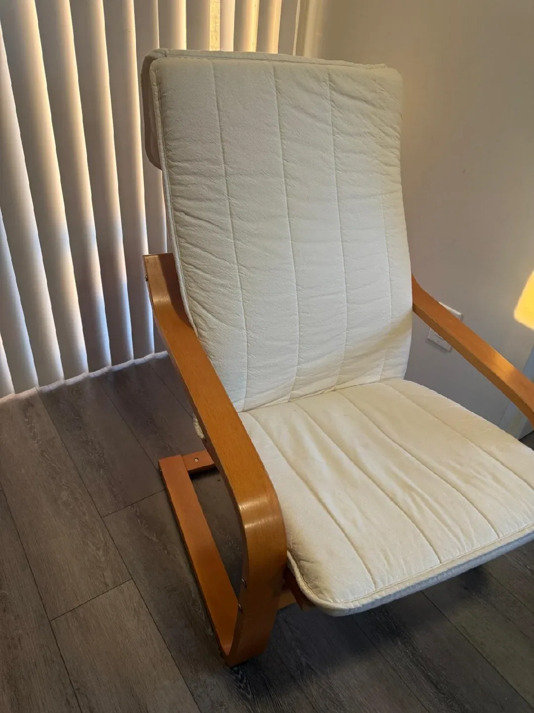 IKEA Poang Chair - Cream with Wood Frame image indicator(2)