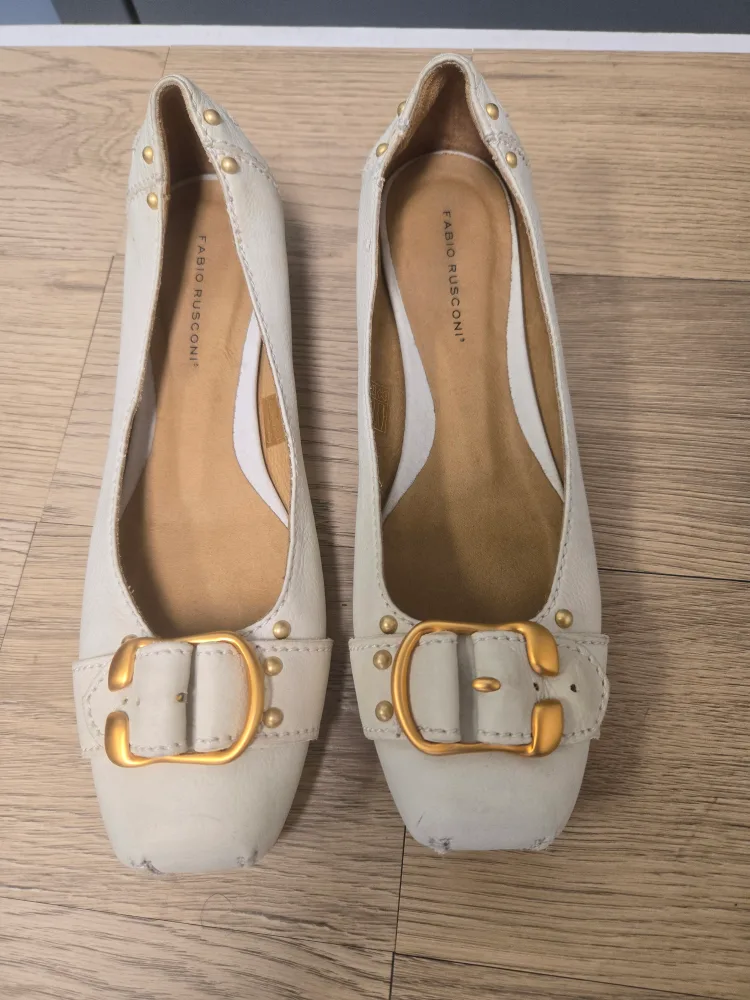 Fabio Rusconi White Leather Ballet Flats