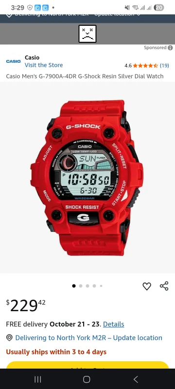 Casio G-Shock G-7900A-4DR Red Resin Watch thumbnail