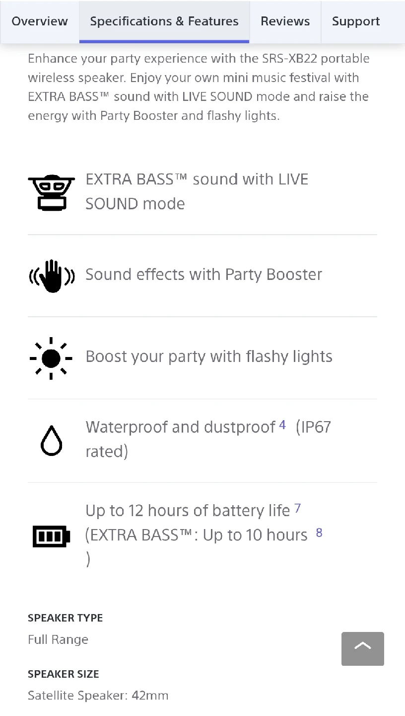 Sony SRS-XB22 EXTRA BASS Portable Wireless Speaker - photo 3