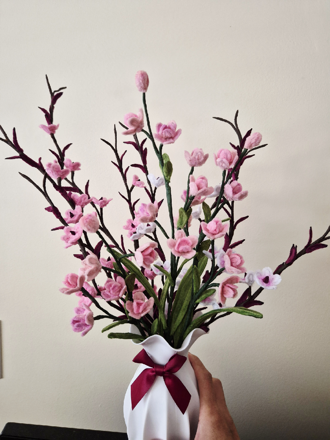 Handmade Pipe Cleaner Flower – Peach Blossom Arrangement