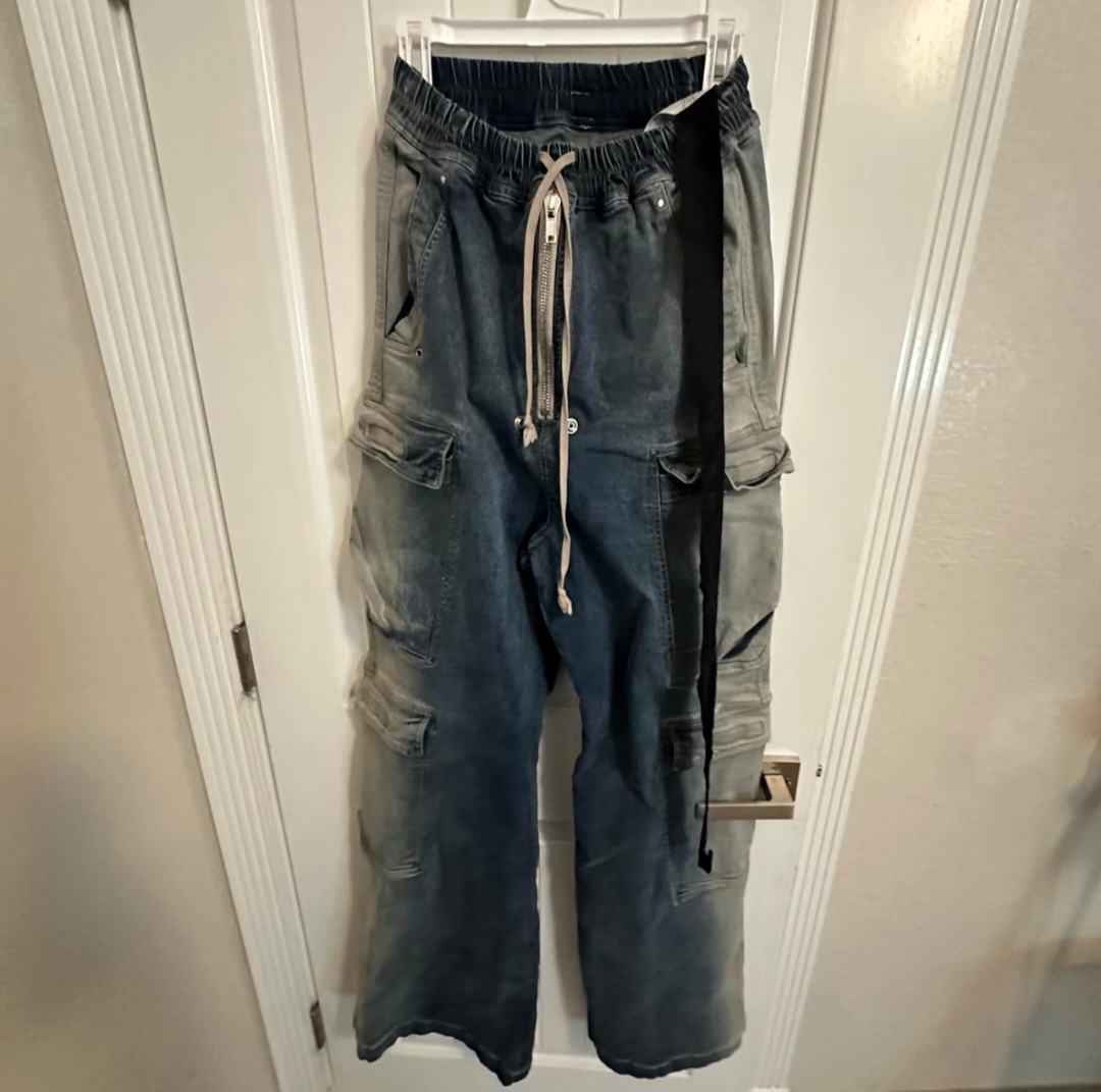 Rick Owens Mineral Pearl Degrade Cargo Pants (M)