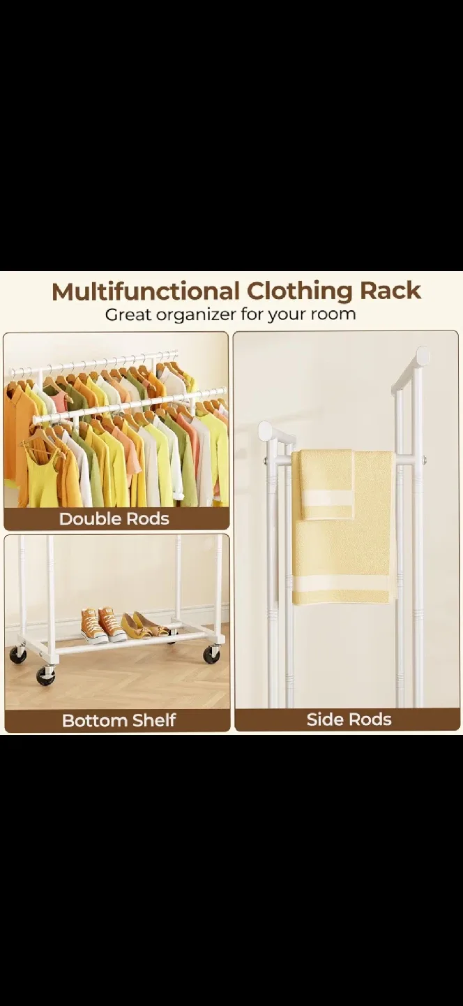 HYSEYY Garment Rack - Double Rod image indicator(3)