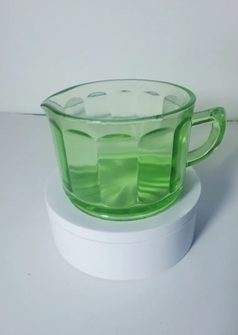 Antique Creamer With Handle Uranium Glass image indicator(5)