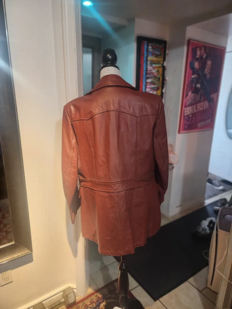 Vintage Brown Leather Jacket With Real Fur Lining. image indicator(3)
