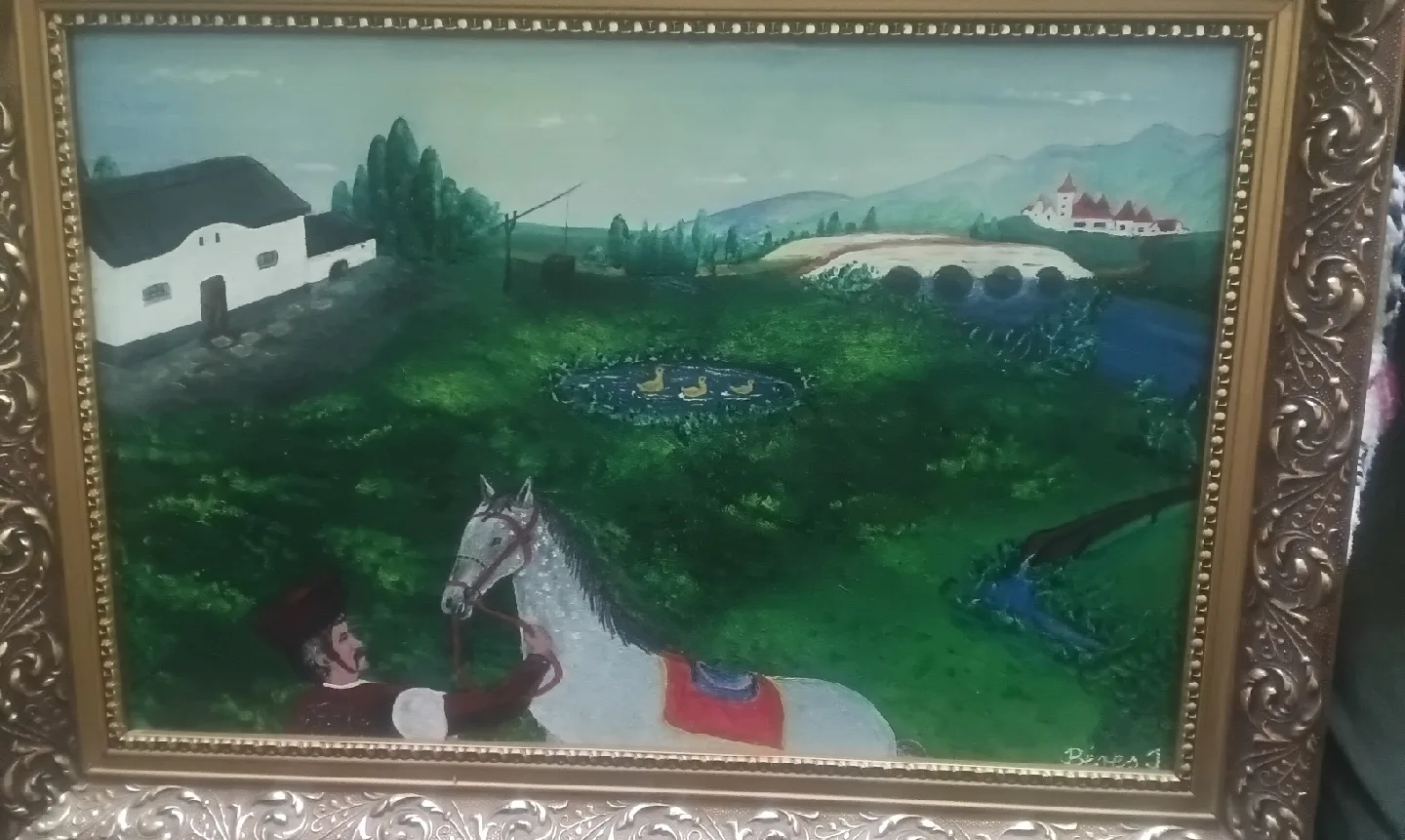 Original  Hungarian Folk Art Painting by J. Benes image indicator(2)