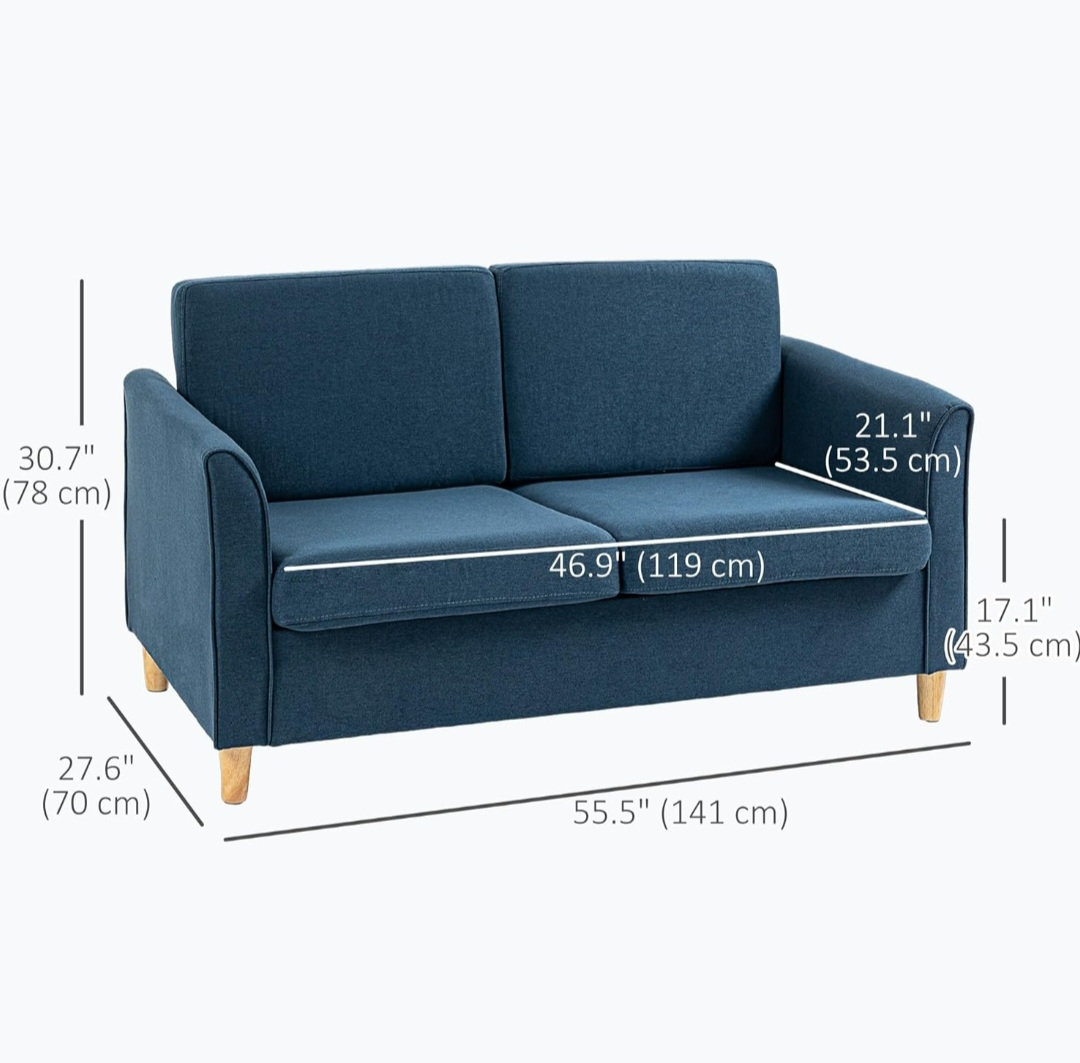 Navy Blue Loveseat Sofa - photo 2