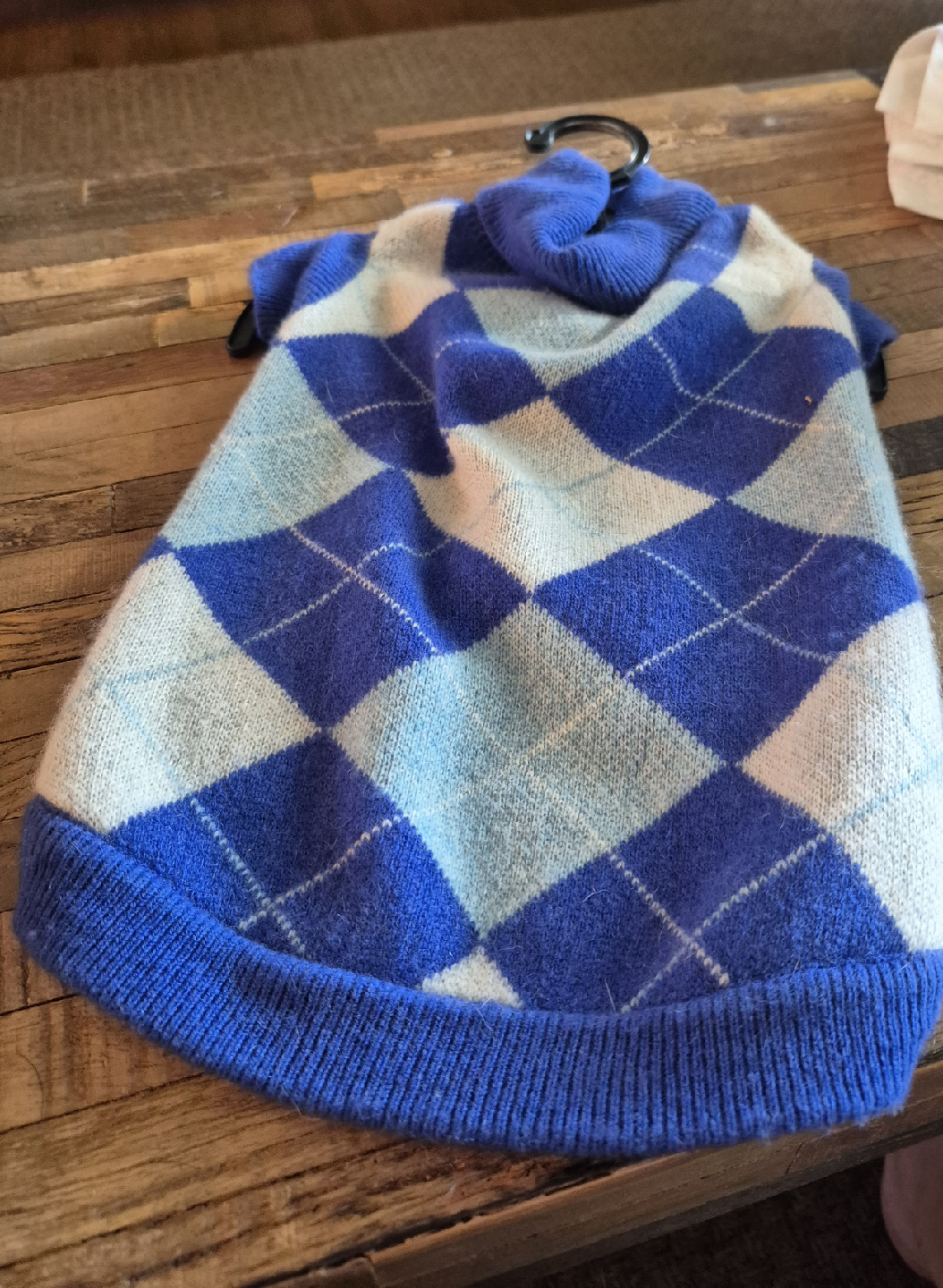 Blue Argyle Dog Sweater - Medium