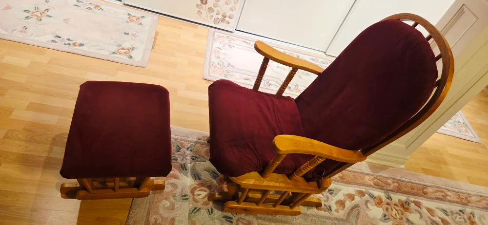 Glider Rocker Chair with Ottoman - Burgundy image indicator(3)