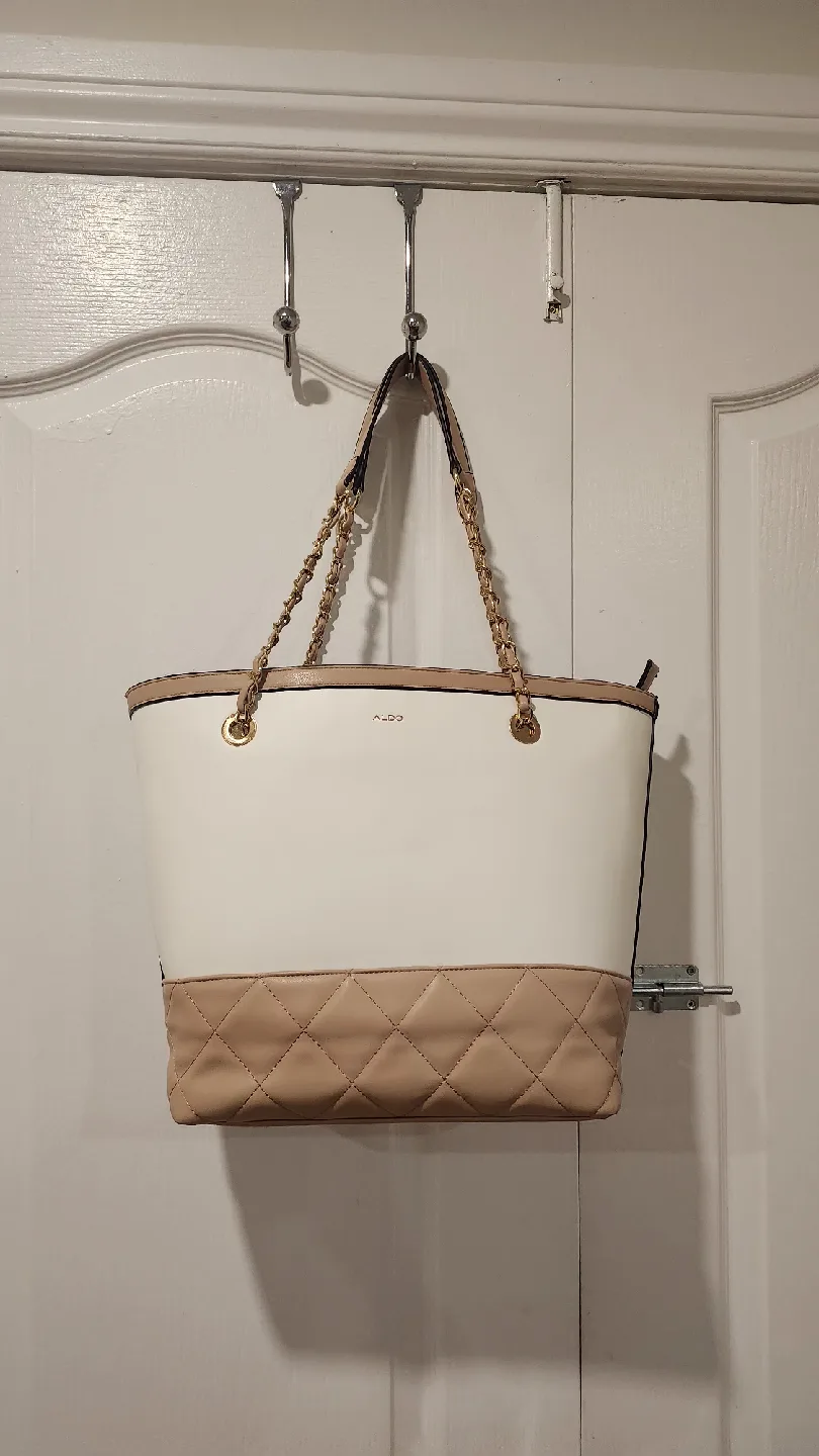 Aldo White & Beige Tote Bag Large thumbnail