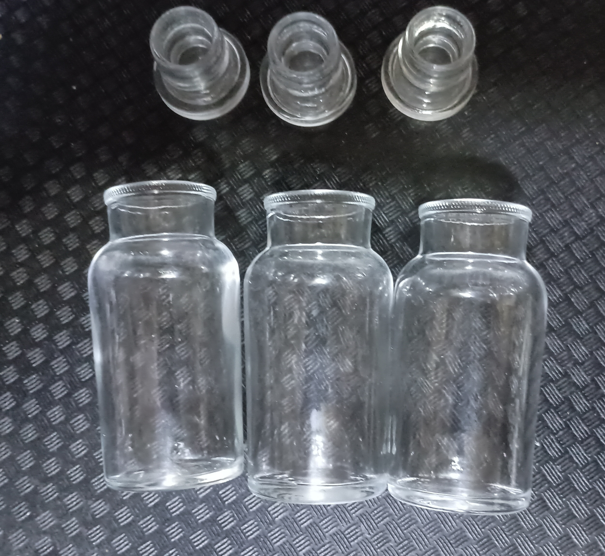 Small Glass Jars With Glass Stoppers - Set of 3