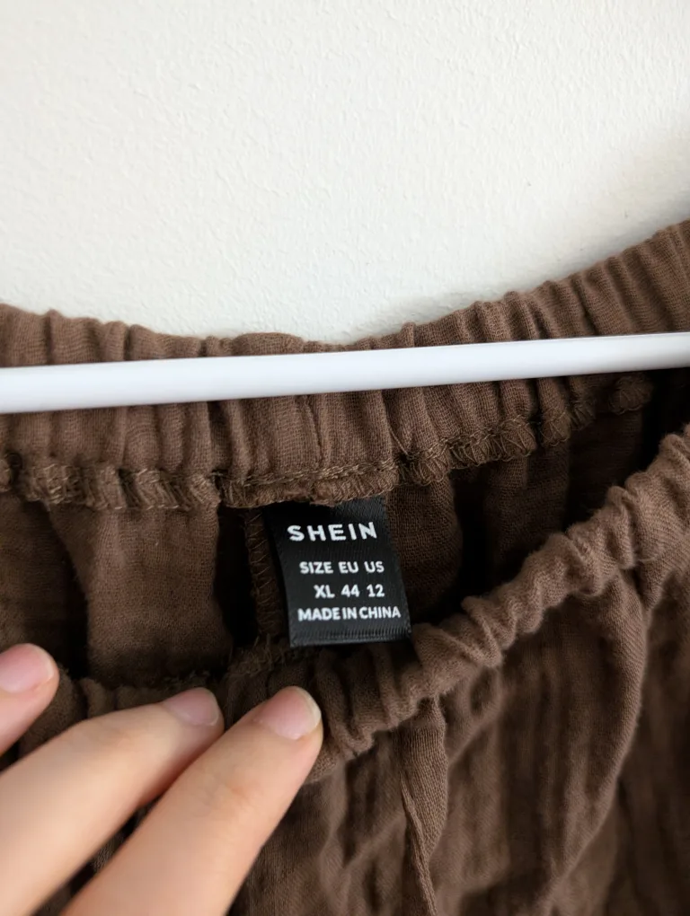 Shein Brown Cotton Wide Leg Pants XL Suitable for Lounging image indicator(2)