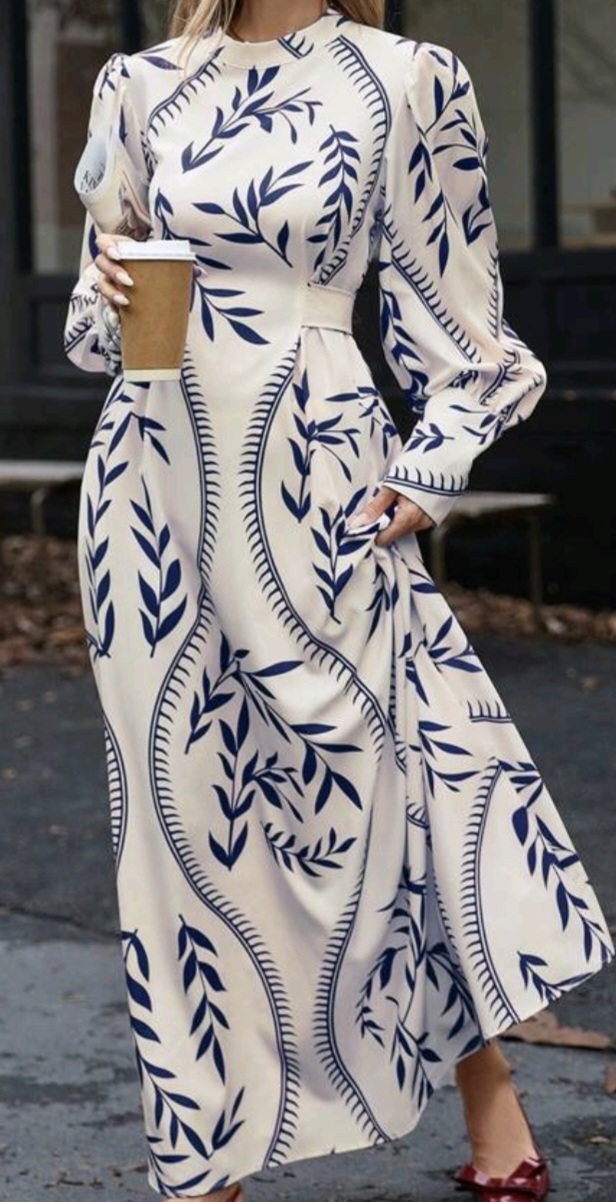 Floral Print Long Sleeve Maxi Dress