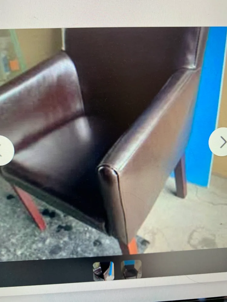 2 leather chairs $60. Ea. Tv. Stand & tv $25. image indicator(2)