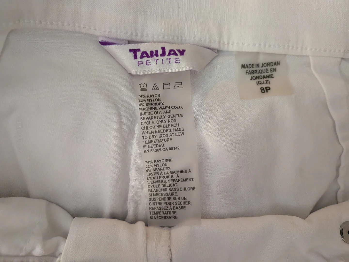 Tan Jay Petite White Pants - Size 8P image indicator(2)