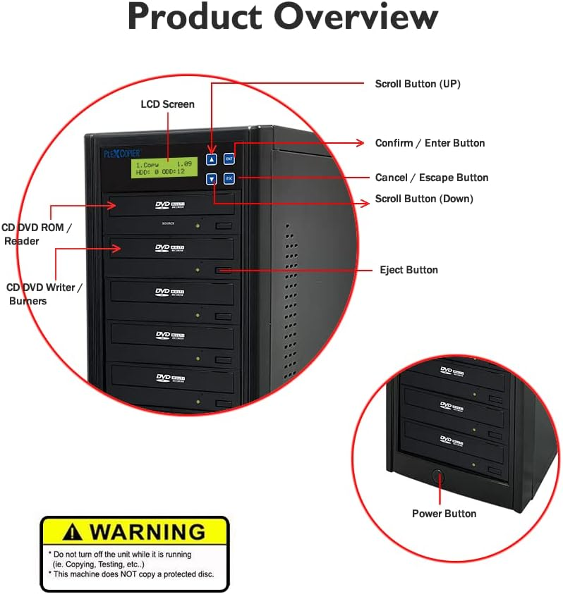 PlexCopier 24X SATA 1 to 11 CD DVD M-Disc Supported Duplicator - photo 3