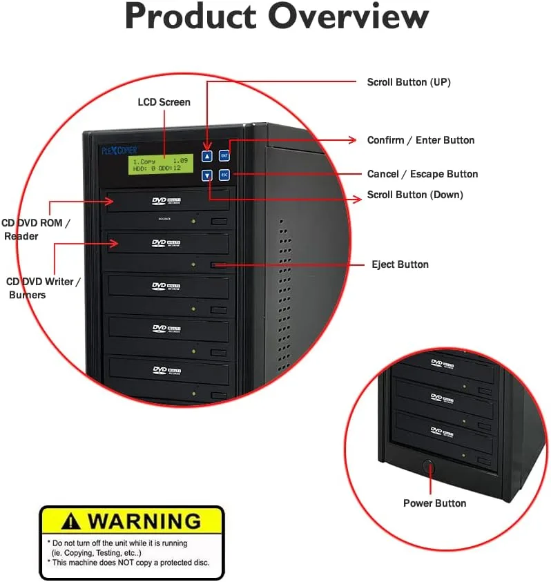 PlexCopier 24X SATA 1 to 11 CD DVD M-Disc Supported Duplicator image indicator(3)