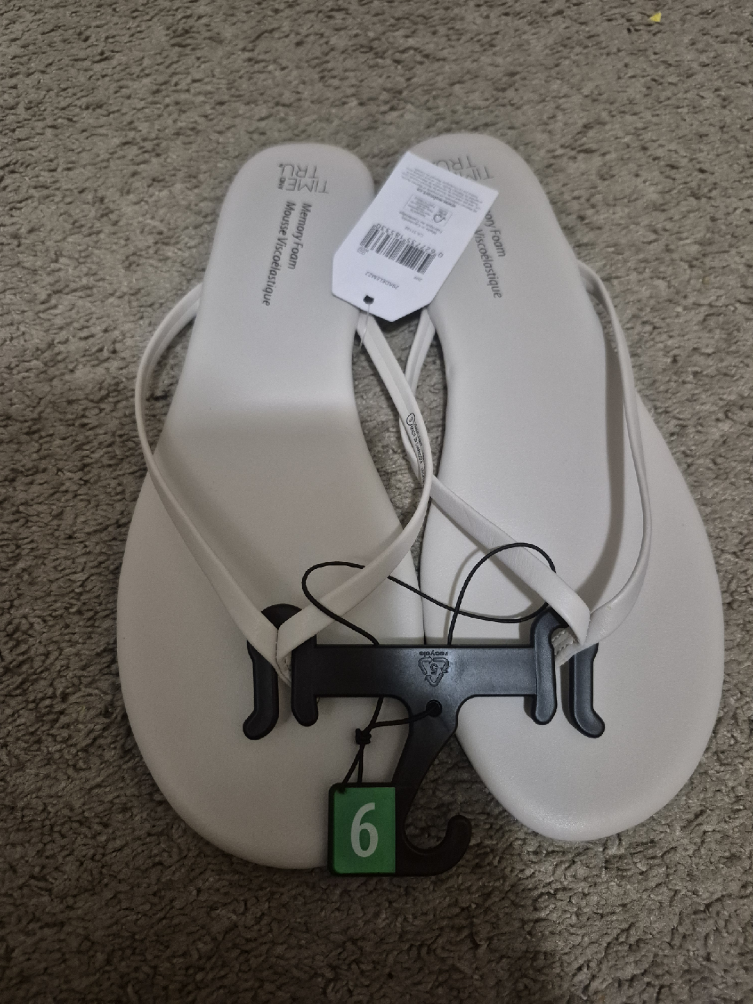 Time and Tru White Flip Flops