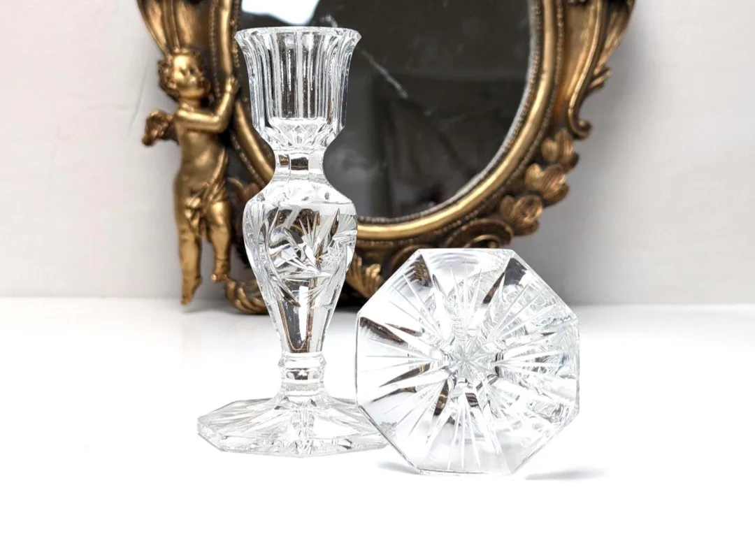 Crystal Candlestick Holders ~ Pinwheel Crystal image indicator(8)