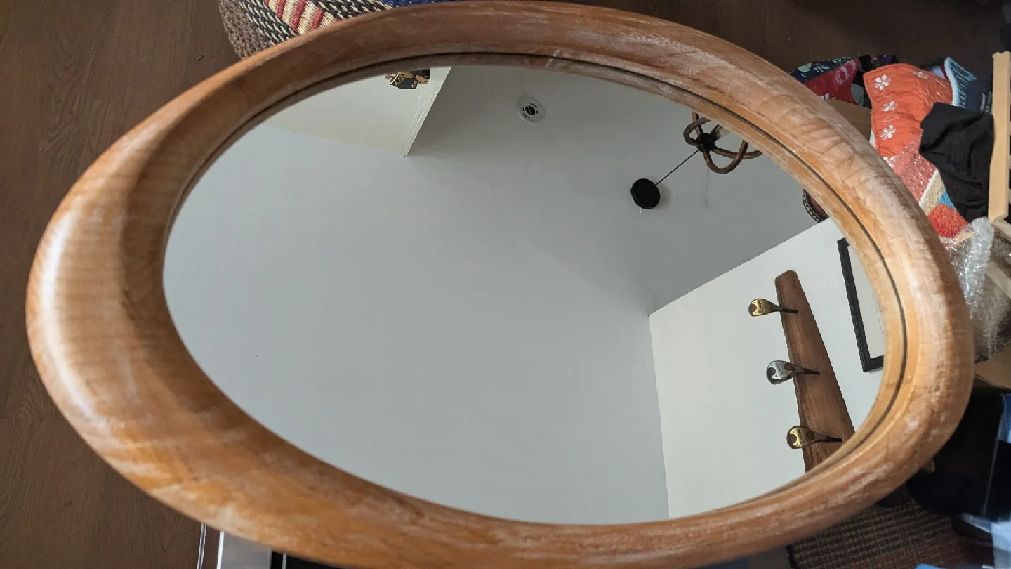 Oval Wooden Framed Mirror