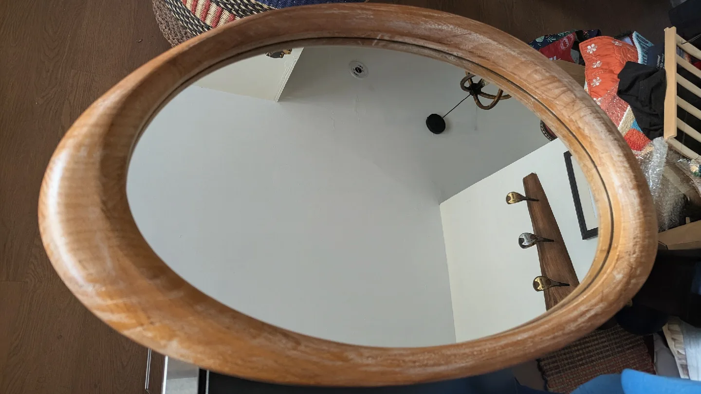 Oval Wooden Framed Mirror image indicator(2)