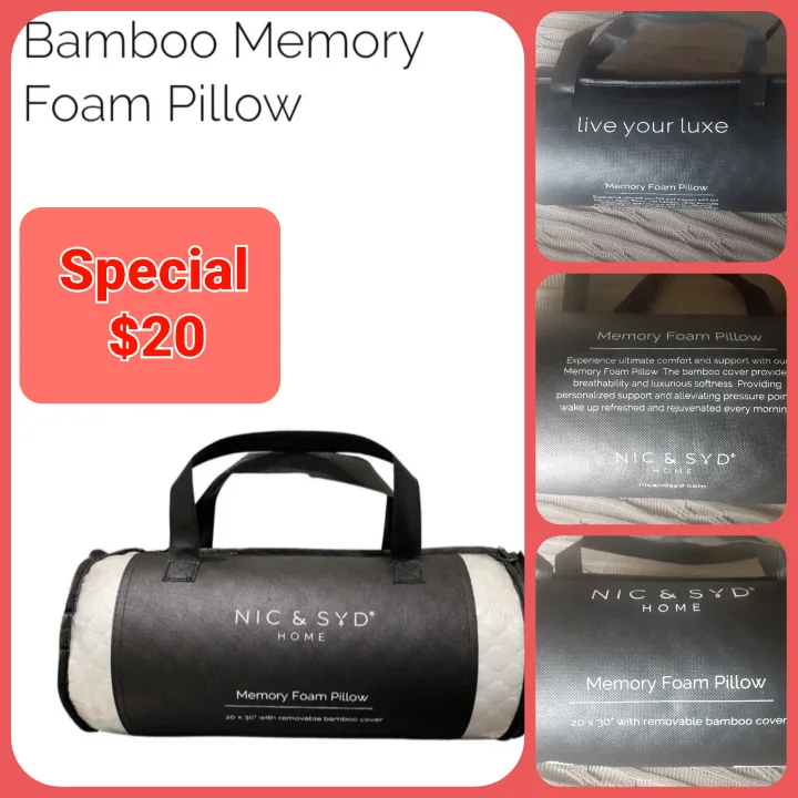 NIC & SYD Home Memory Foam Pillow (20x30") image indicator(4)