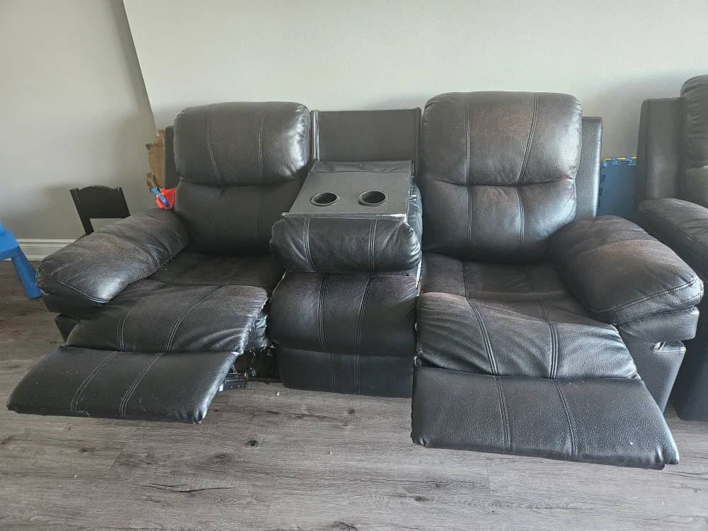 Black Leather Reclining Loveseat & Chair Set image indicator(7)