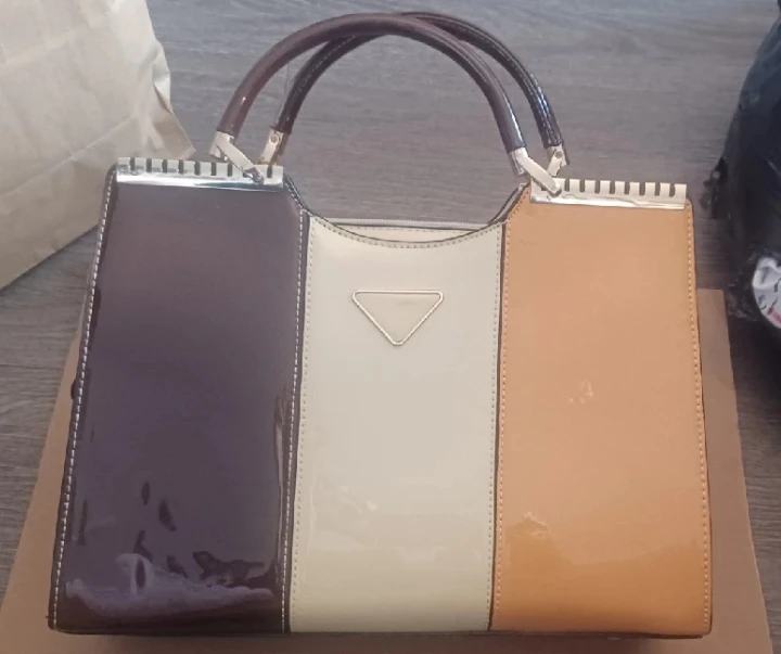 Colour Block Patent Leather Handbag