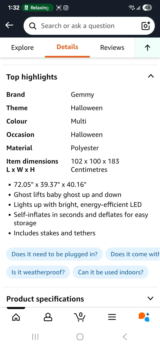 Gemmy halloween inflatables animatronic 6 ft image indicator(10)