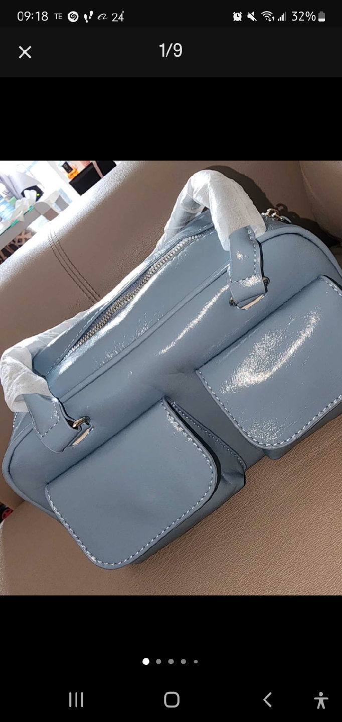 Blue Shoulder Bag with Pockets - photo 4