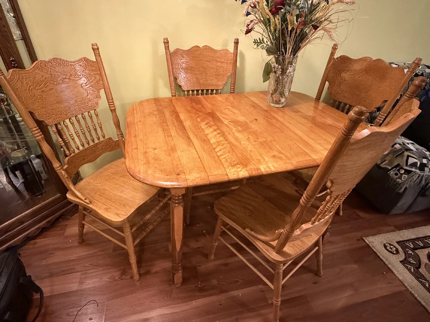 Wooden Dining Table with 4 Chairs