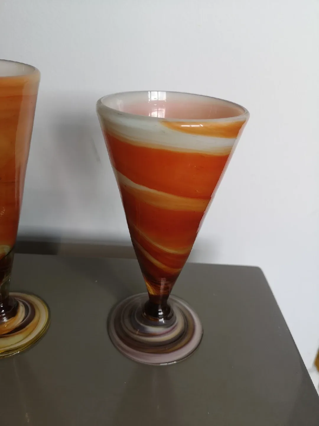 Set of 3 Swirl Art Glass cups image indicator(3)
