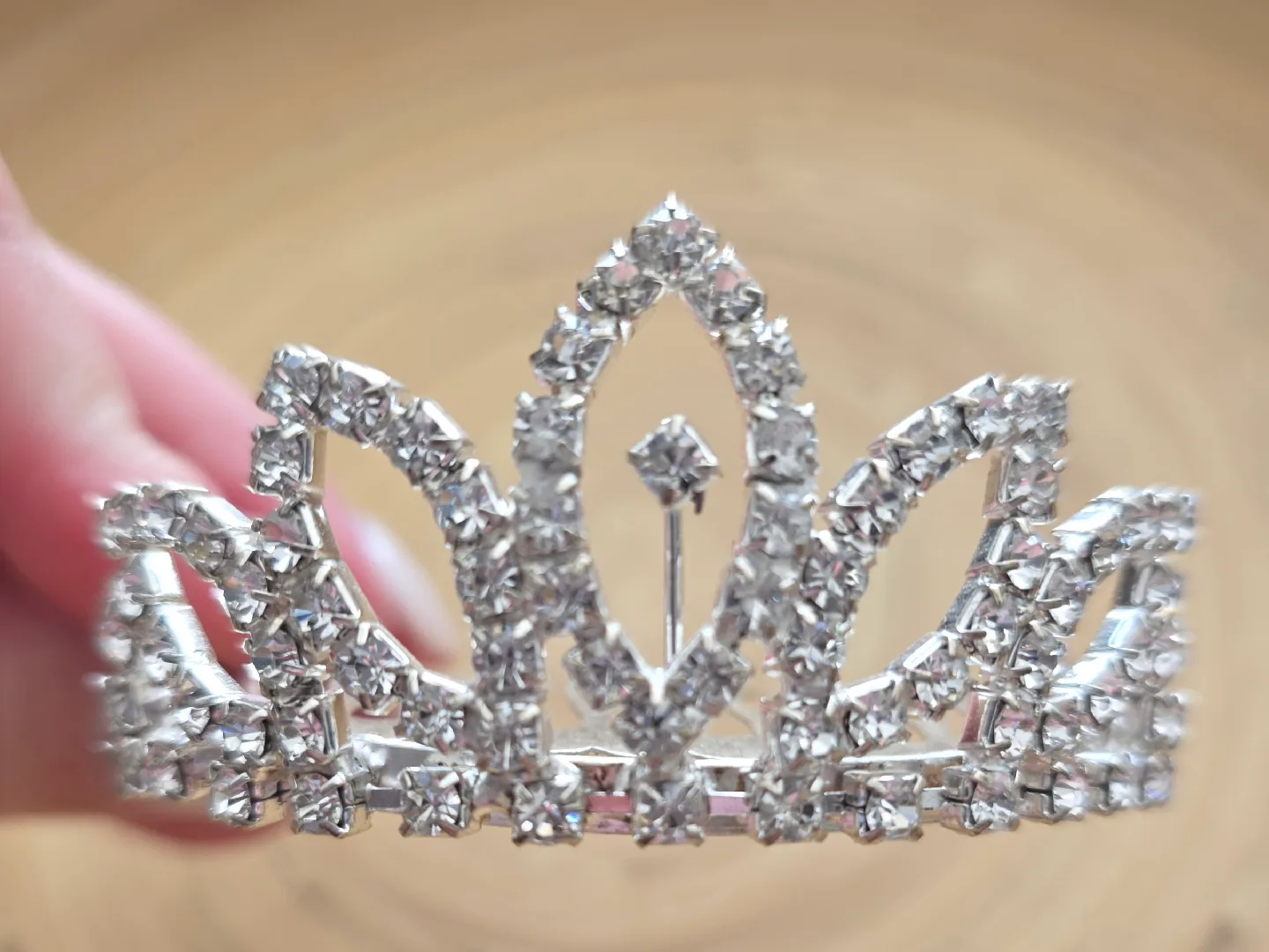 Rhinestone Tiara Comb - Silver thumbnail
