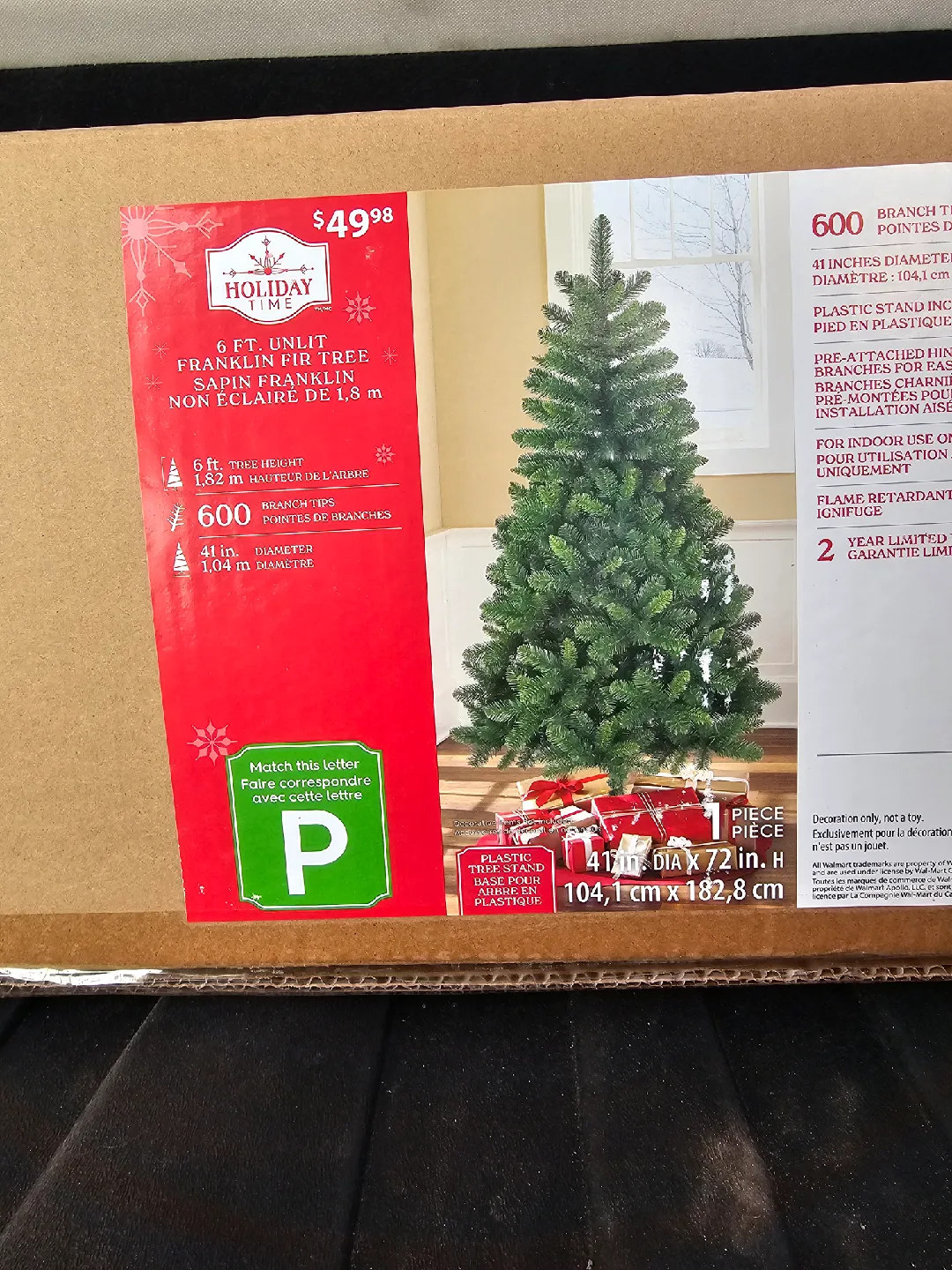 Holiday Time 6ft Franklin Christmas Tree  (in Box)