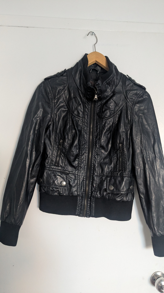 Ci Sono by Carolini Black Leather Jacket - L/G