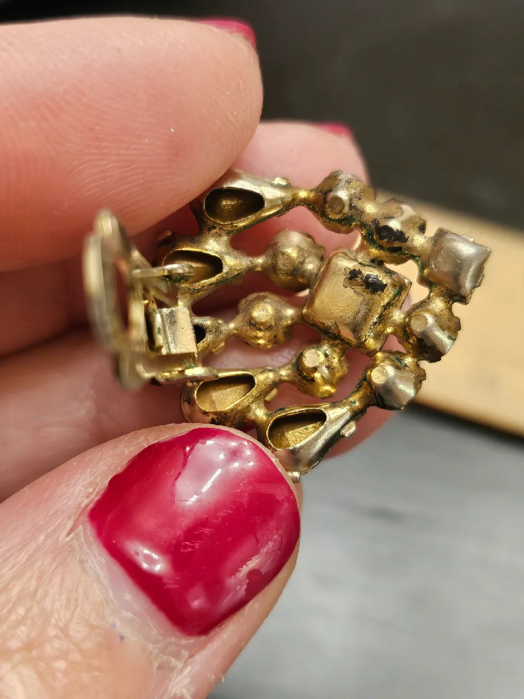 Vintage Multi-Colored Rhinestone Earrings image indicator(6)