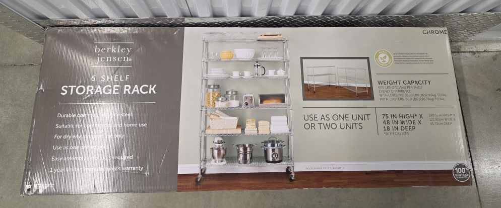 Berkley Jensen 6 Shelf Storage Rack - Chrome - photo 3
