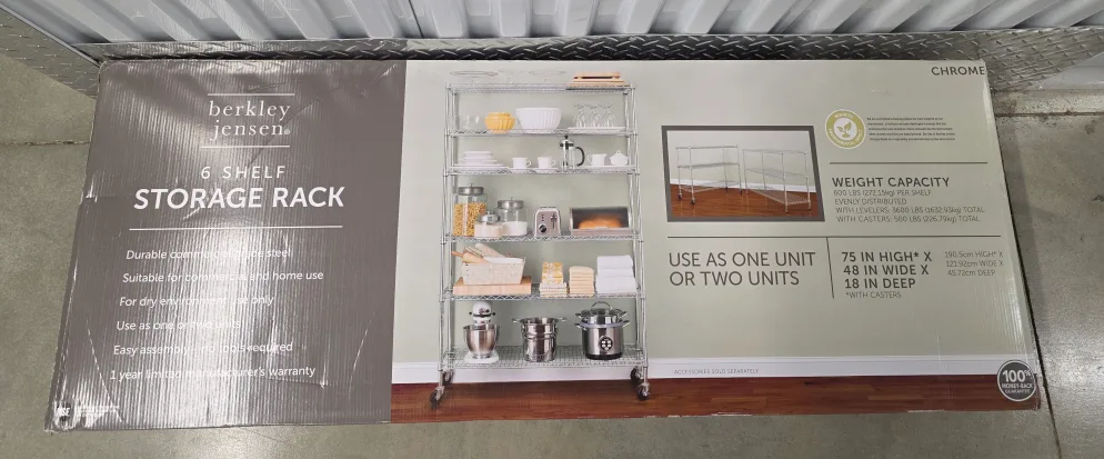 Berkley Jensen 6 Shelf Storage Rack - Chrome image indicator(3)